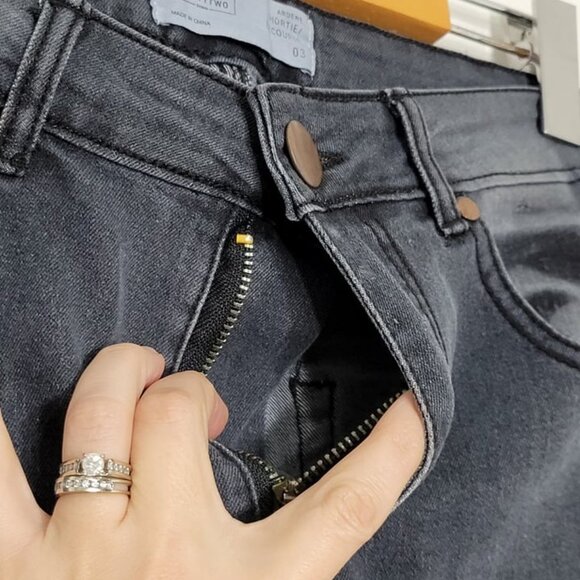 Eighty Two Charcoal Classic Snakeskin Trim "Shortie" Skinny Jeans Size 3 - Picture 4 of 11